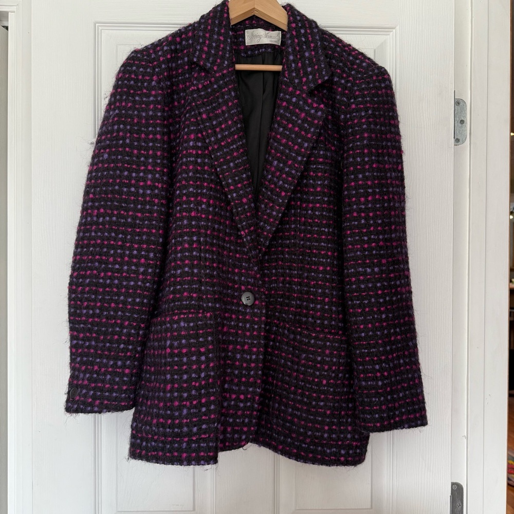 Vintage Black and Pink Tweed Blazer